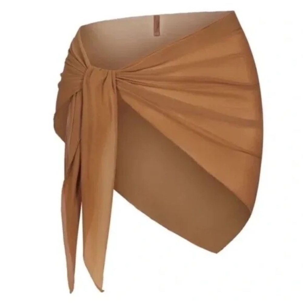 Skims NWT mesh sarong mini skirt - almond tan brown